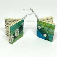 Medium Blue Green Book Earrings thumbnail