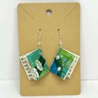 Medium Blue Green Book Earrings thumbnail