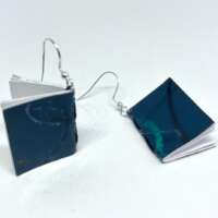 Large Dark Blue Grey Book Earrings thumbnail