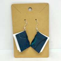 Large Dark Blue Grey Book Earrings thumbnail