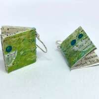 Medium Green with Text Book Earrings thumbnail