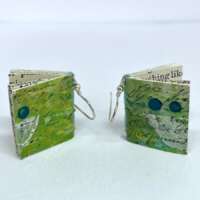 Medium Green with Text Book Earrings thumbnail
