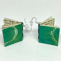 Large Green Blue Book Earrings thumbnail
