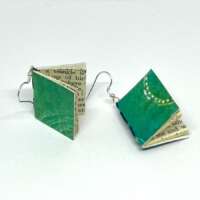 Large Green Blue Book Earrings thumbnail