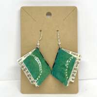 Large Green Blue Book Earrings thumbnail