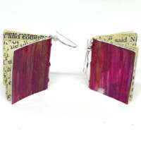 Large Pink Book Earrings thumbnail