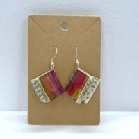 Medium Pink with Green Stripe Book Earrings thumbnail