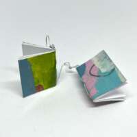 Large Pink Grey Abstract Book Earrings thumbnail