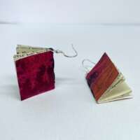 Large Pink Orange Book Earrings thumbnail
