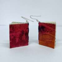 Large Pink Orange Book Earrings thumbnail