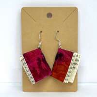Large Pink Orange Book Earrings thumbnail