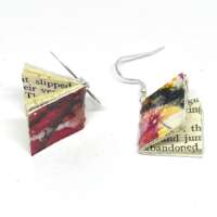Small Pink Orange Book Earrings thumbnail