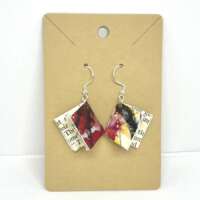 Small Pink Orange Book Earrings thumbnail