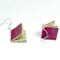 Small Pink Book Earrings thumbnail