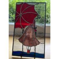 Stained Glass Panel Lady in the Rain thumbnail