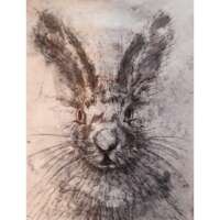 Brown Hare Etching Greetings Card thumbnail