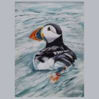 Puffin at Sea Greetings Card thumbnail