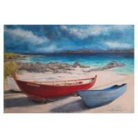 Red Boat in Iona Greetings Card thumbnail