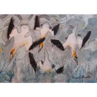 Diving Gannets Sketch Greetings Card thumbnail