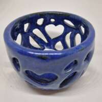 Dark Blue Stoneware Tealight Holder thumbnail