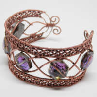 Antiqued Copper Cuff Bracelet with Glass Beads thumbnail