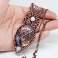 Labradorite, Moonstone and Antiqued Copper Necklace thumbnail