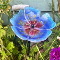 Fused Glass Blue Himalayan Poppy Garden Stake thumbnail