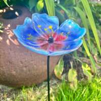 Fused Glass Blue Himalayan Poppy Garden Stake thumbnail