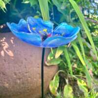 Fused Glass Blue Himalayan Poppy Garden Stake thumbnail