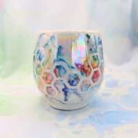 Porcelain Rainbow Honeycomb Bee Mug thumbnail