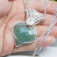 Silver Plated Aquamarine Heart Shaped Necklace thumbnail