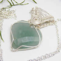 Silver Plated Aquamarine Heart Shaped Necklace thumbnail