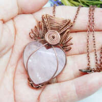 Heart Shaped Rose Quartz Copper Necklace thumbnail