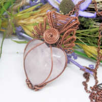 Heart Shaped Rose Quartz Copper Necklace thumbnail