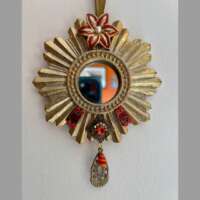 Orange Jewelled Mirror Hanging Ornament thumbnail