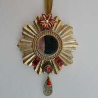 Orange Jewelled Mirror Hanging Ornament thumbnail