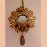 Orange Jewelled Mirror Hanging Ornament thumbnail