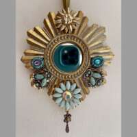 Pale Blue Jewelled Mirror Hanging Ornament thumbnail