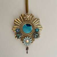 Pale Blue Jewelled Mirror Hanging Ornament thumbnail