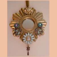 Pale Blue Jewelled Mirror Hanging Ornament thumbnail
