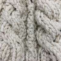Hand Knitted Cream Wool Hat in Cable Pattern thumbnail
