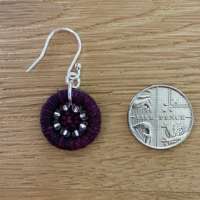 Purple Dorset Button Beaded Earrings thumbnail