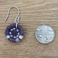 Purple and White Dorset Button Beaded Earrings thumbnail