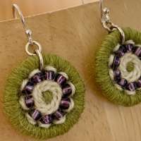 Suffragette Coloured Dorset Button Beaded Earrings thumbnail