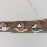 Driftwood with Three Boats and a Lighthouse thumbnail