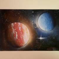 Duo of Planets - Peach vs Blue thumbnail