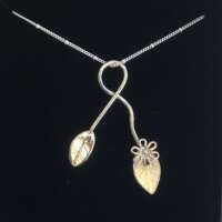 Solid Silver Flower and Leaf Twist Pendant thumbnail