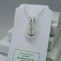 Sterling Silver Sea Glass Anchor Charm Necklace thumbnail