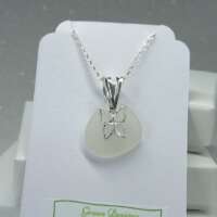 Sterling Silver Sea Glass Butterfly Charm Necklace thumbnail