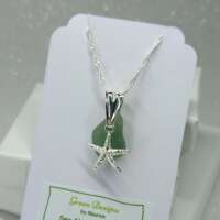 Sterling Silver Sea Glass Starfish Charm Necklace thumbnail